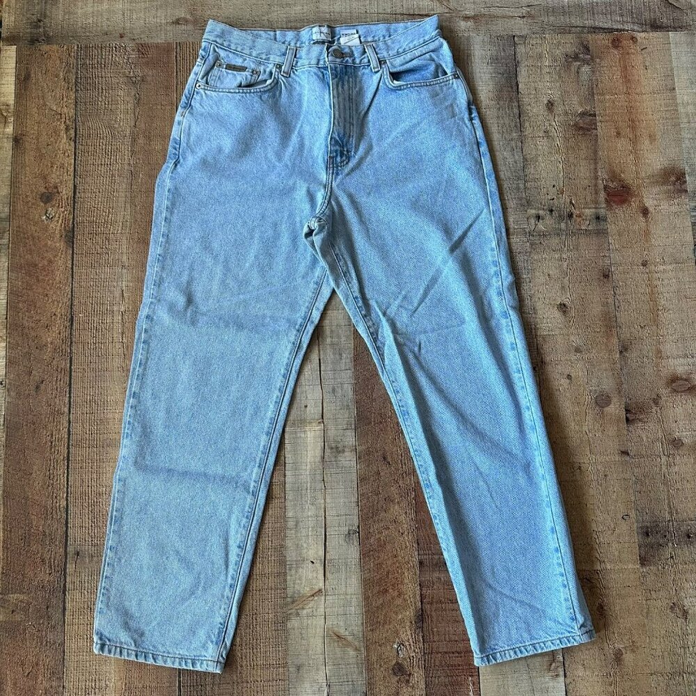 Calvin Klein Womens High-Waisted Light Wash Denim Jeans Size 12